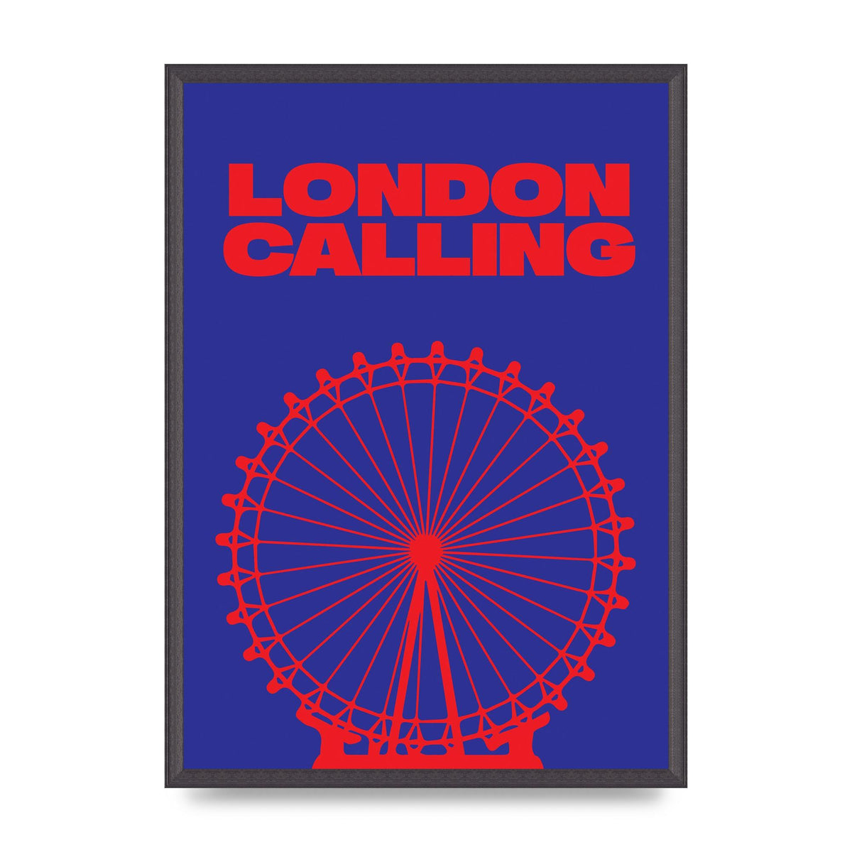 London Calling Red Blue Printed Poster - A2 framed