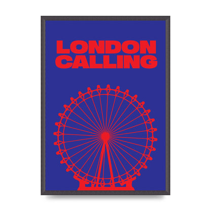 London Calling Red Blue Printed Poster - A2 framed