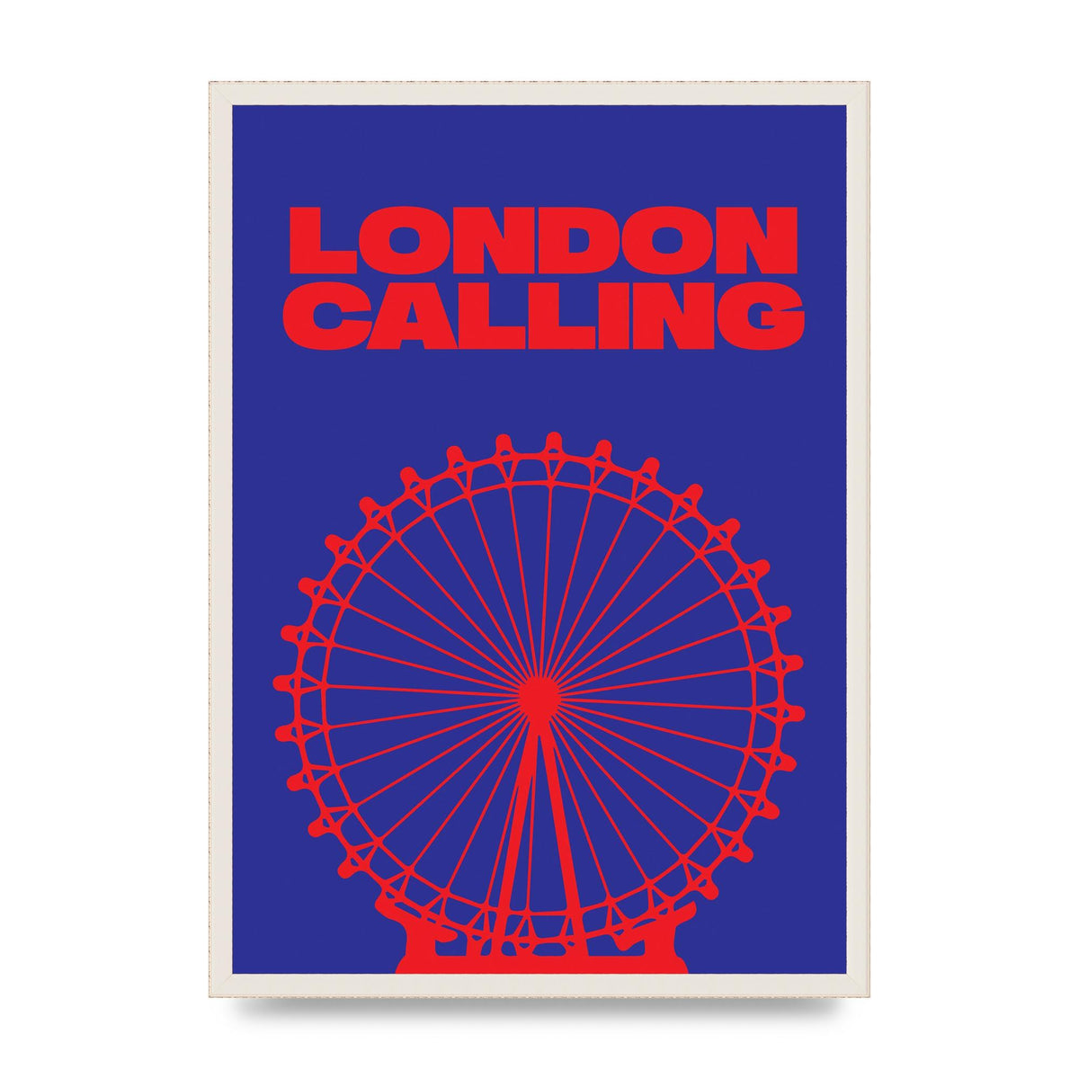 London Calling Red Blue Printed Poster - A2 framed