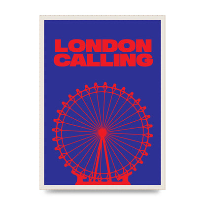 London Calling Red Blue Printed Poster - A2 framed