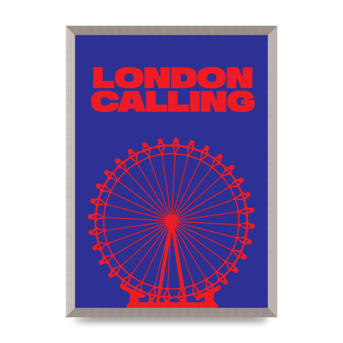 London Calling Red Blue Printed Poster - A2 framed