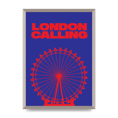 London Calling Red Blue Printed Poster - A2 framed