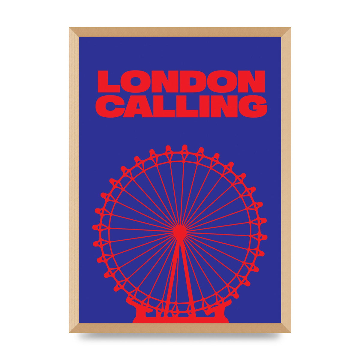 London Calling Red Blue Printed Poster - A2 framed