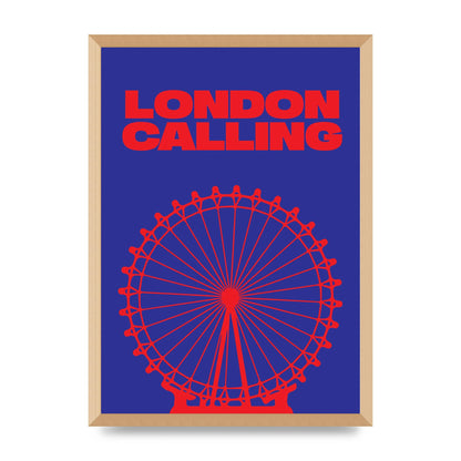 London Calling Red Blue Printed Poster - A2 framed