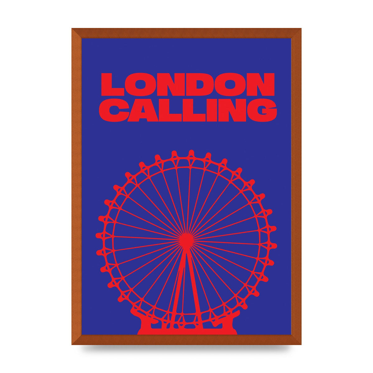 London Calling Red Blue Printed Poster - A2 framed
