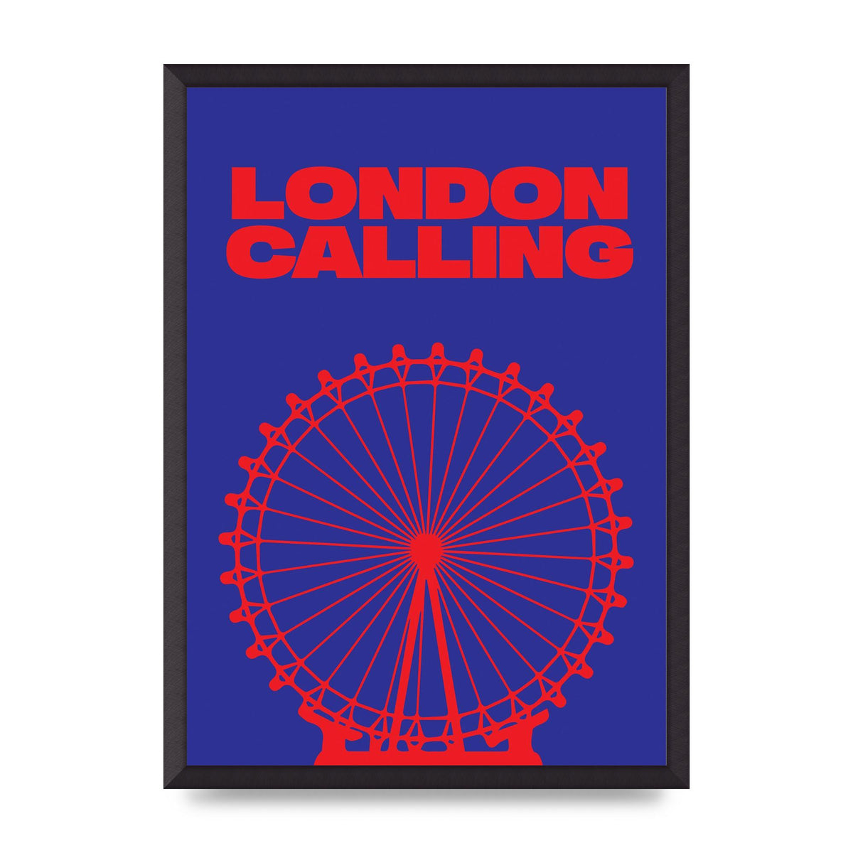 London Calling Red Blue Printed Poster - A2 framed