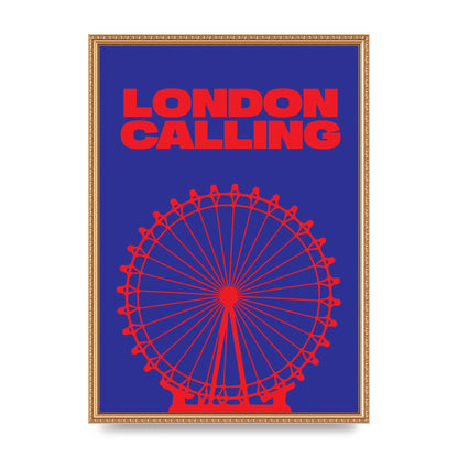 London Calling Red Blue Printed Poster - A2 framed