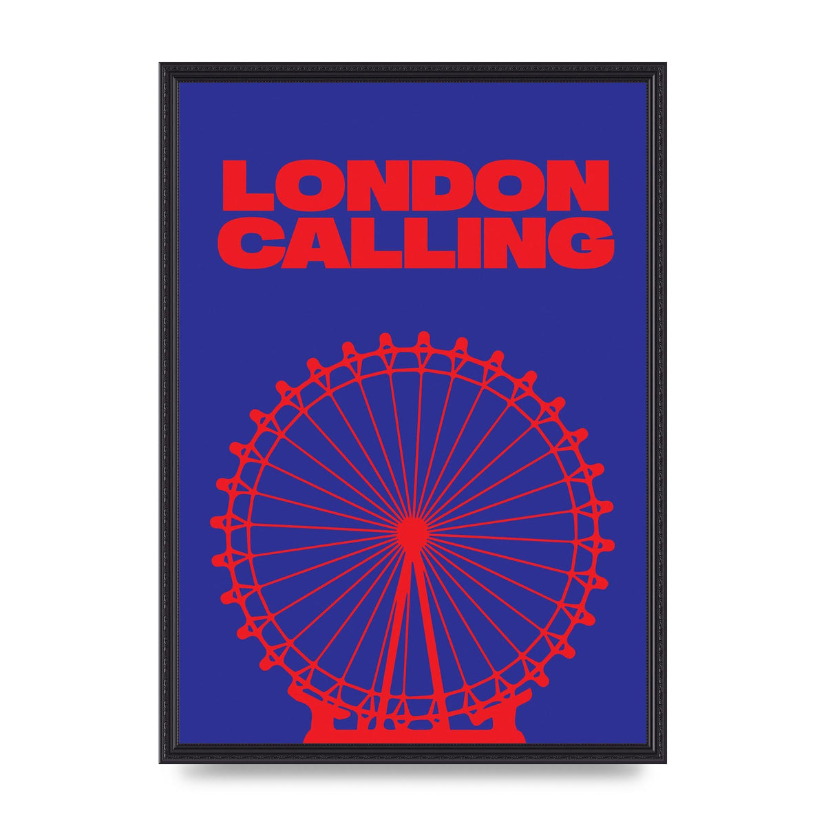 London Calling Red Blue Printed Poster - A2 framed