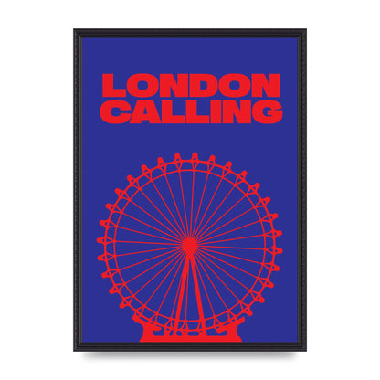 London Calling Red Blue Printed Poster - A2 framed