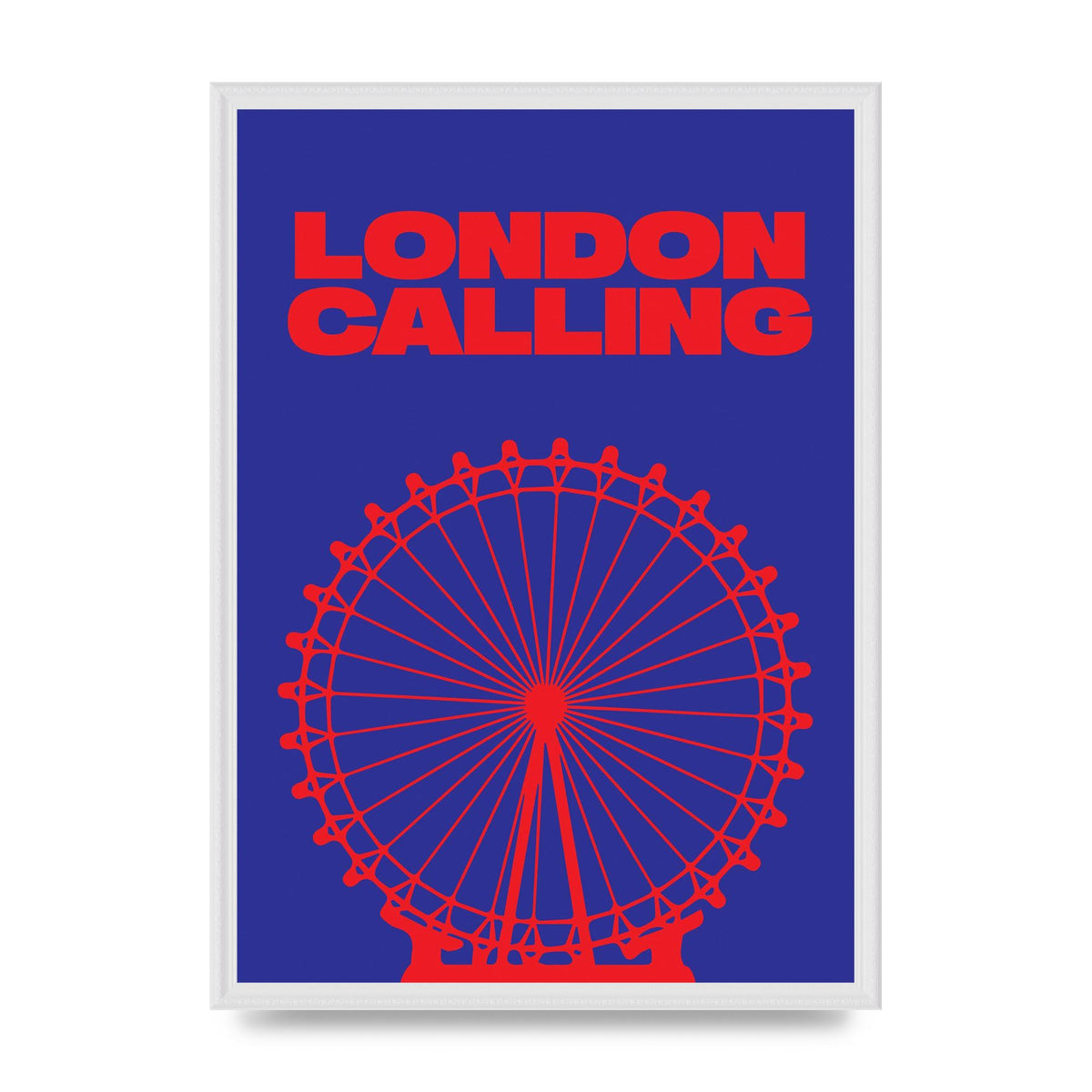 London Calling Red Blue Printed Poster - A2 framed