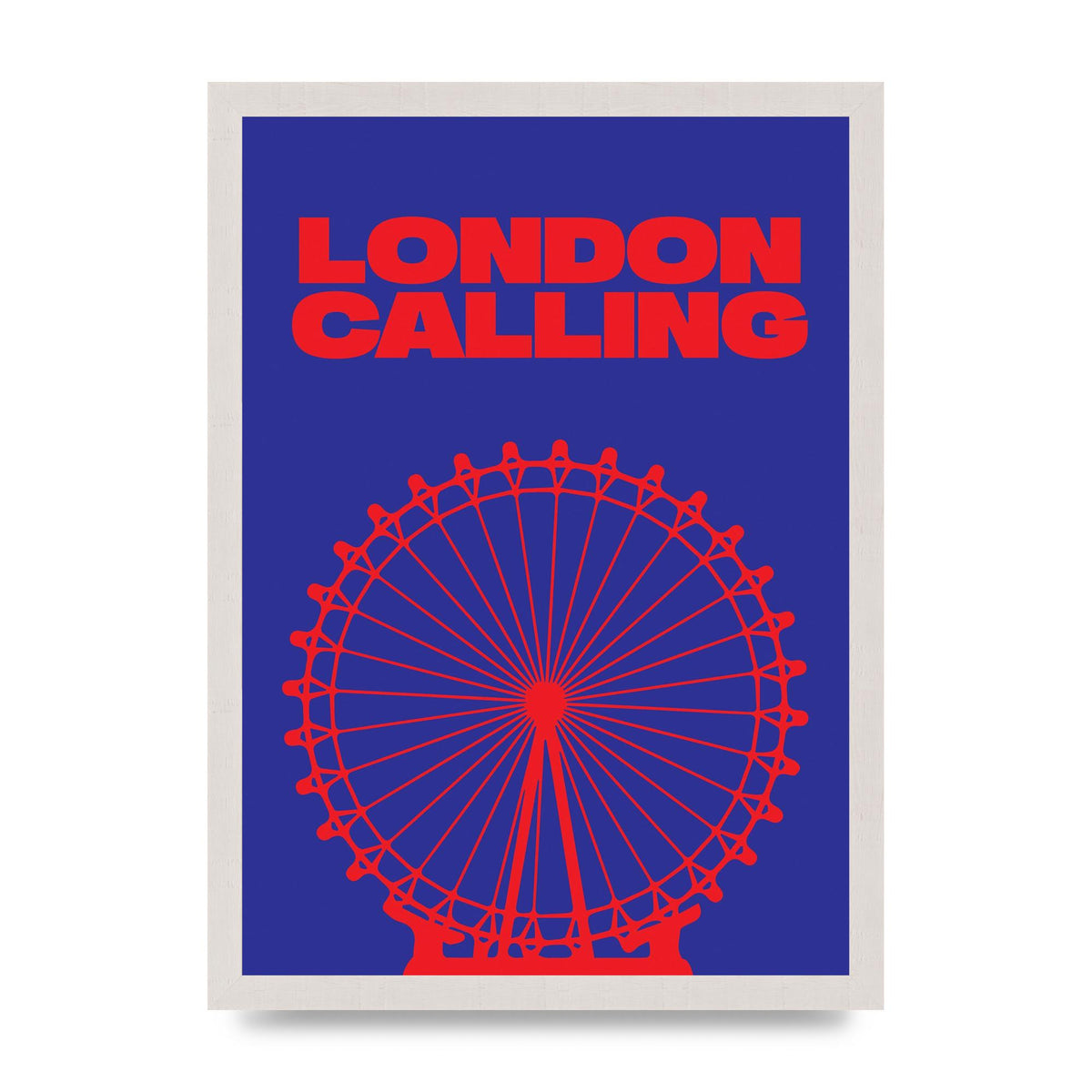 London Calling Red Blue Printed Poster - A3 framed