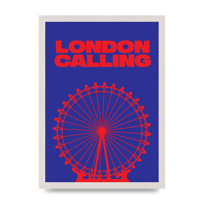 London Calling Red Blue Printed Poster - A3 framed