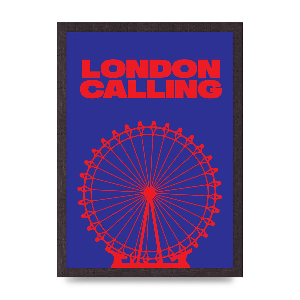 London Calling Red Blue Printed Poster - A3 framed