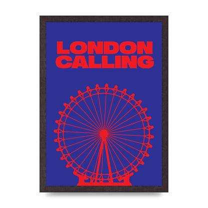 London Calling Red Blue Printed Poster - A3 framed