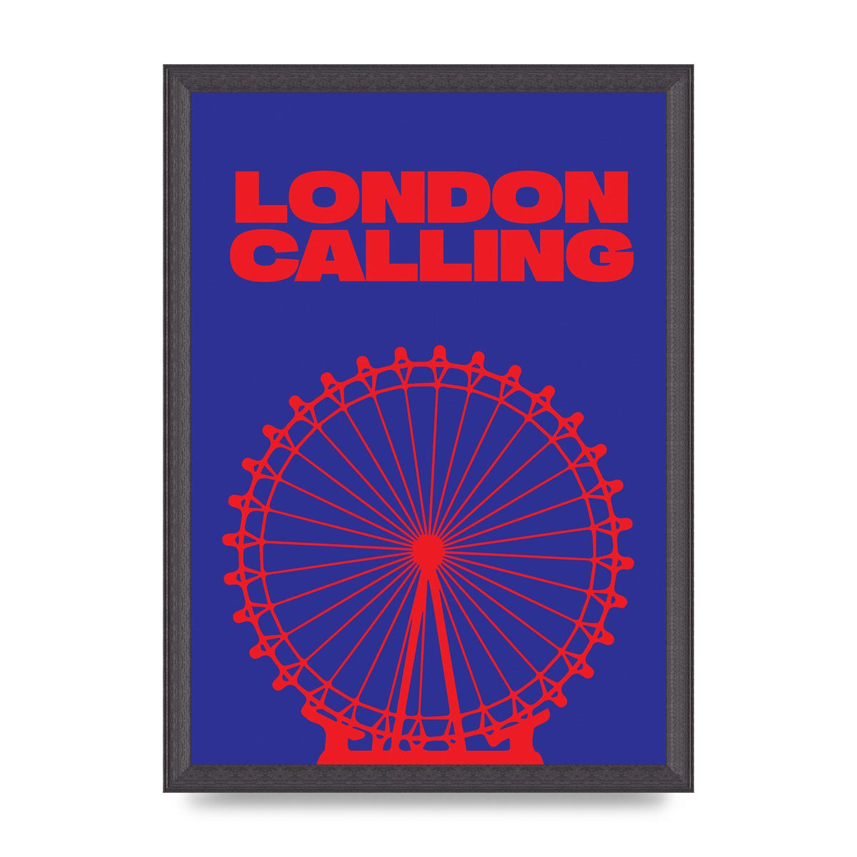 London Calling Red Blue Printed Poster - A3 framed