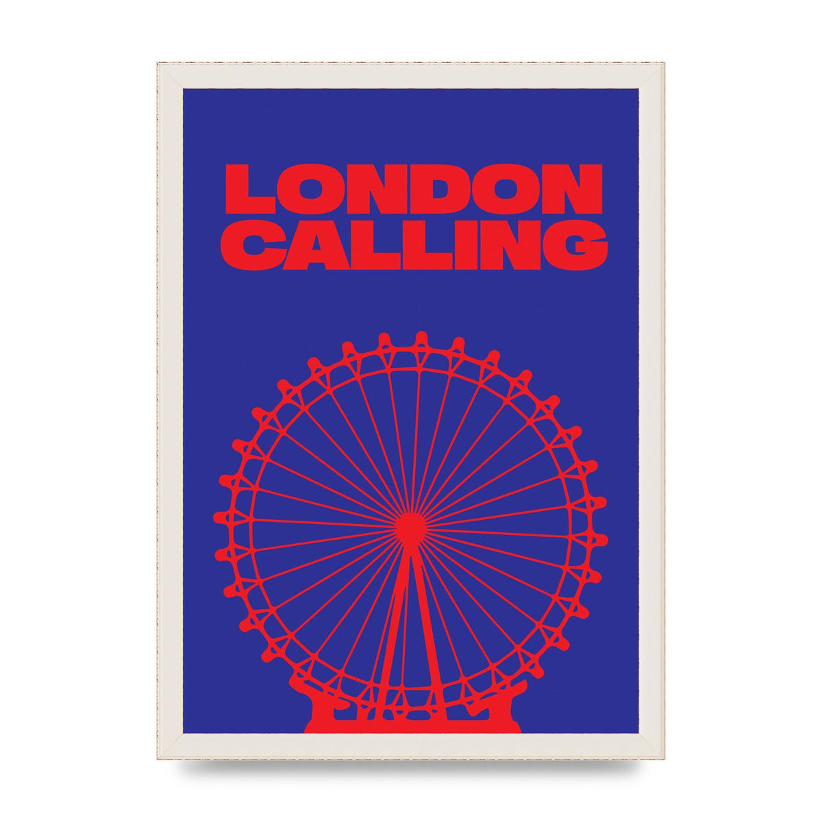 London Calling Red Blue Printed Poster - A3 framed