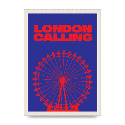 London Calling Red Blue Printed Poster - A3 framed