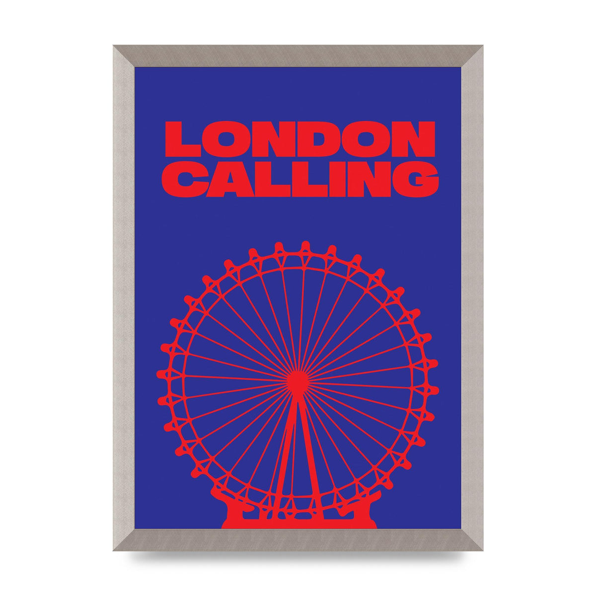 London Calling Red Blue Printed Poster - A3 framed