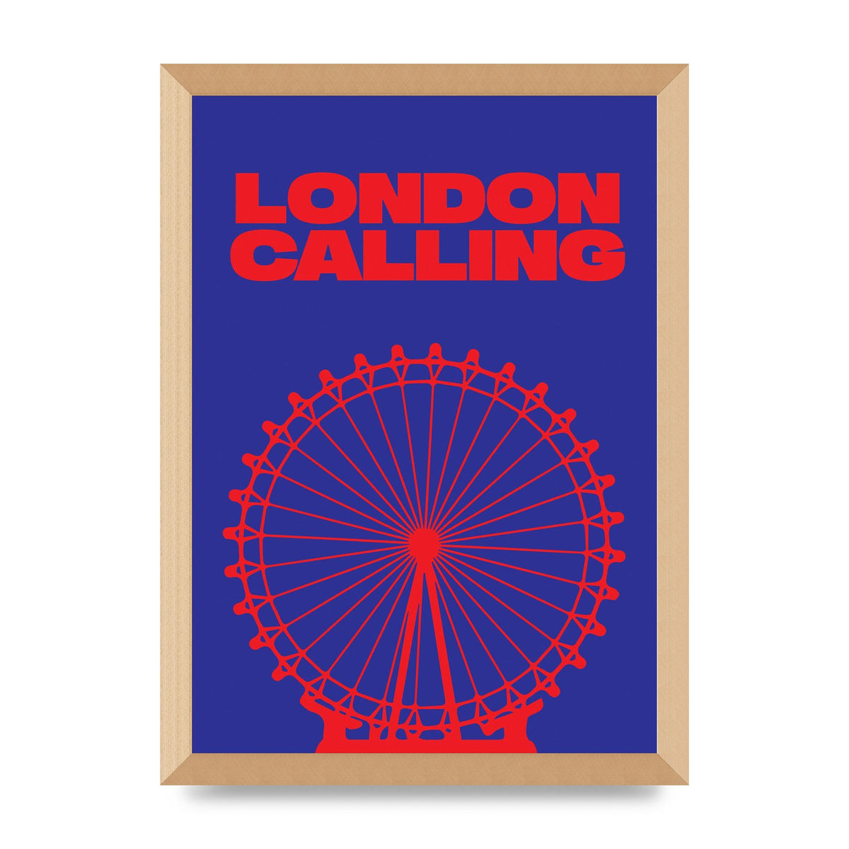 London Calling Red Blue Printed Poster - A3 framed