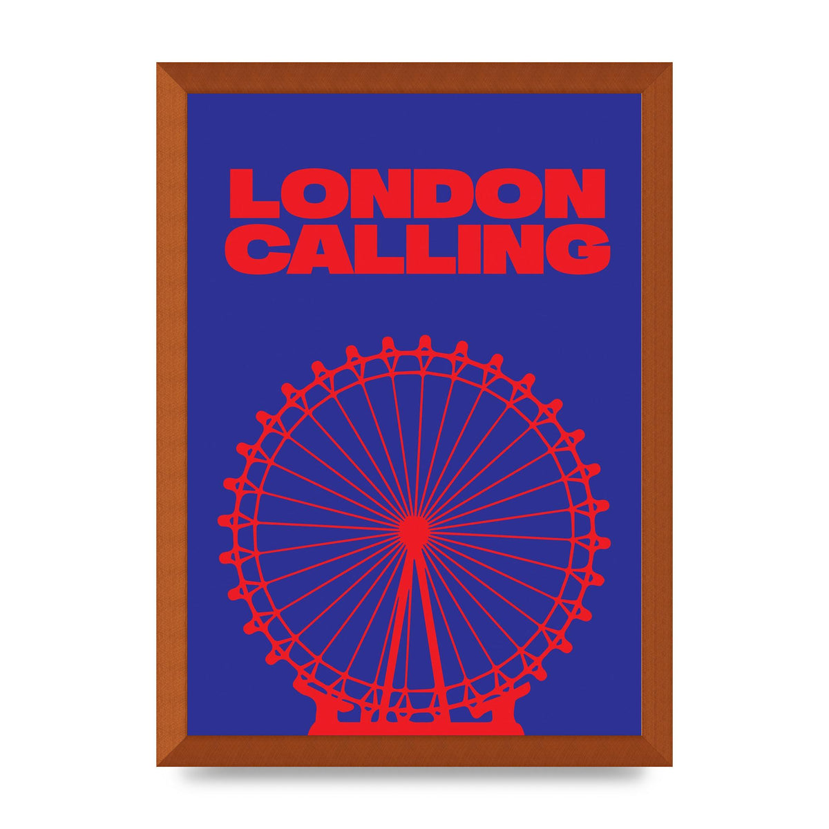 London Calling Red Blue Printed Poster - A3 framed