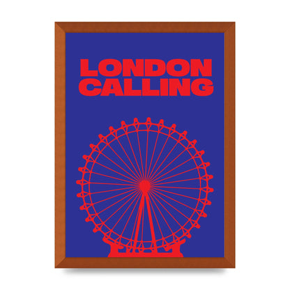 London Calling Red Blue Printed Poster - A3 framed