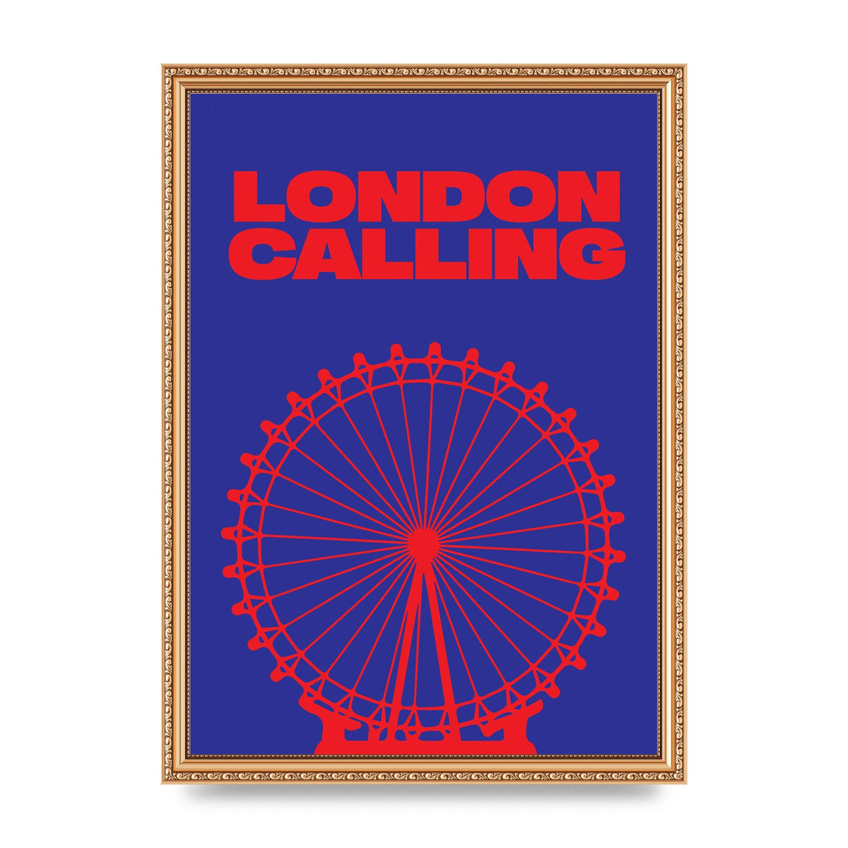 London Calling Red Blue Printed Poster - A3 framed