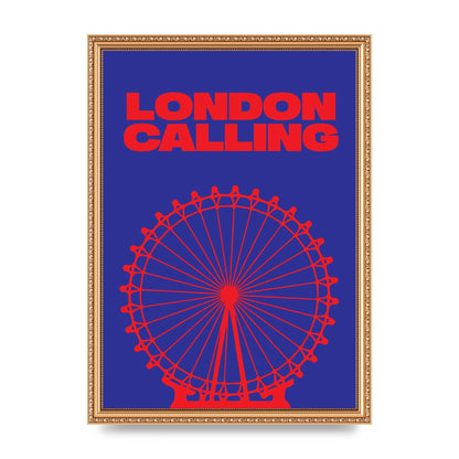 London Calling Red Blue Printed Poster - A3 framed