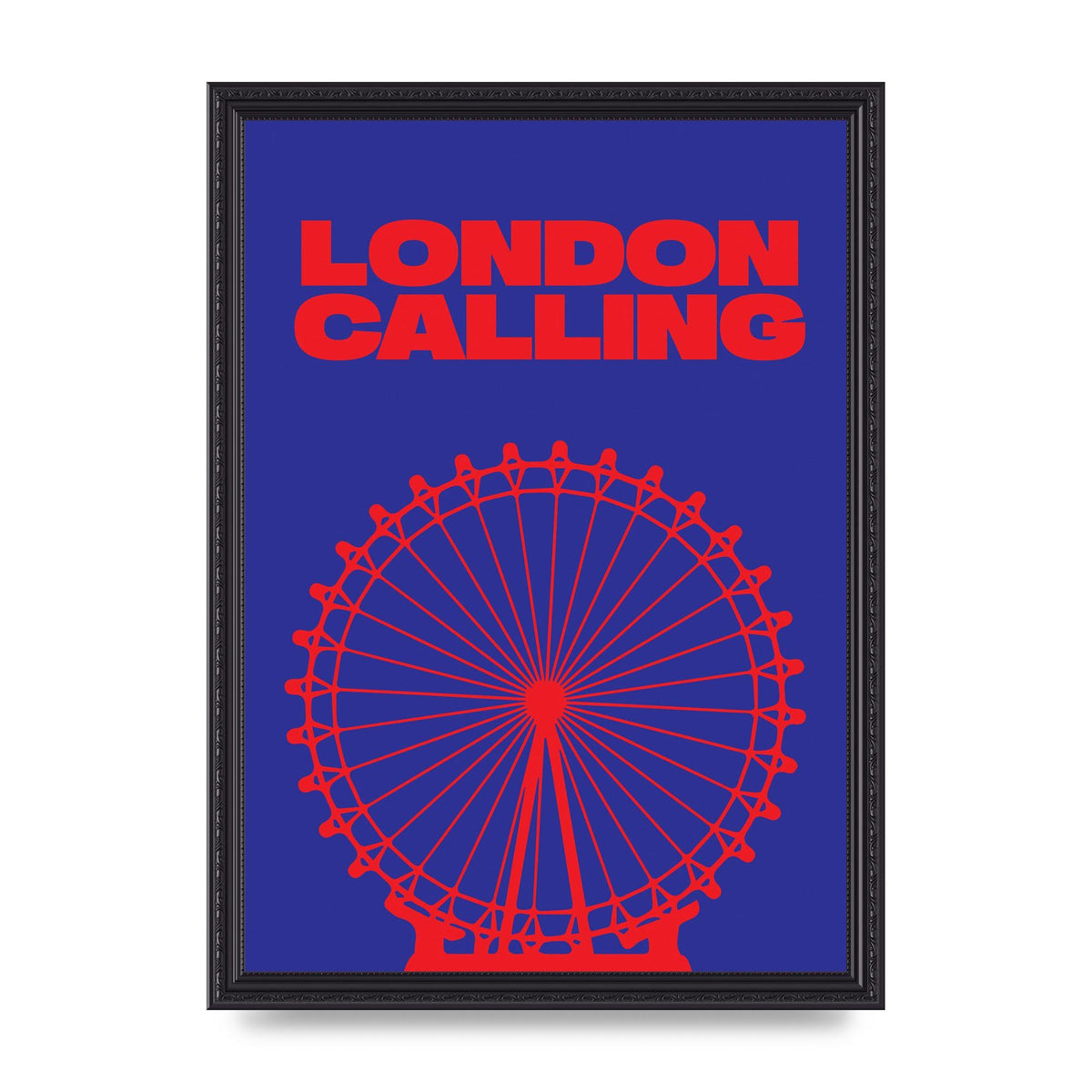 London Calling Red Blue Printed Poster - A3 framed