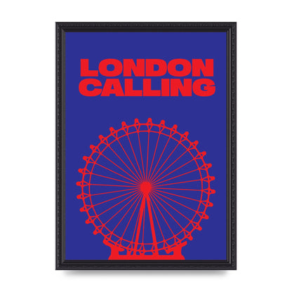 London Calling Red Blue Printed Poster - A3 framed