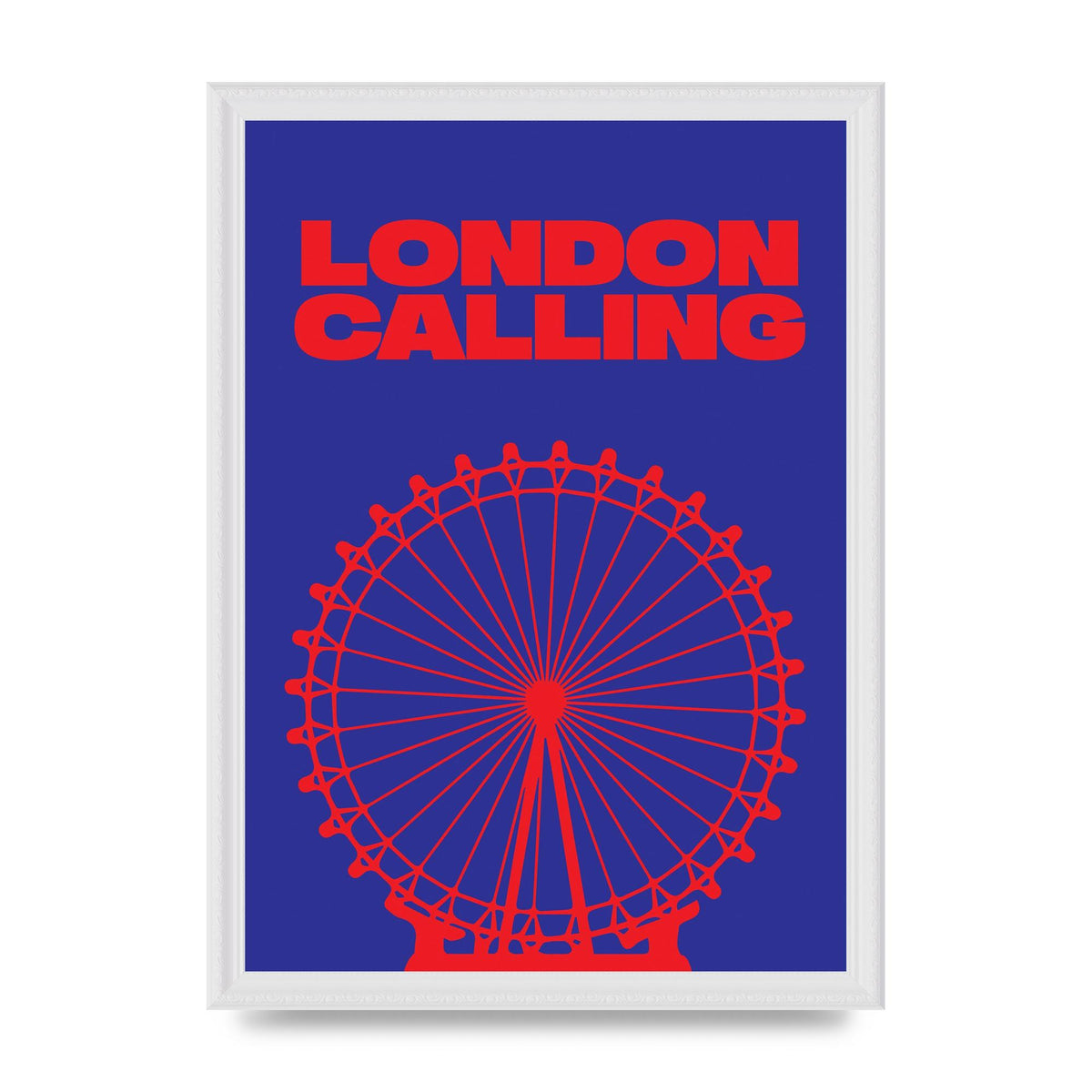 London Calling Red Blue Printed Poster - A3 framed