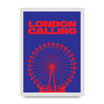 London Calling Red Blue Printed Poster - A3 framed