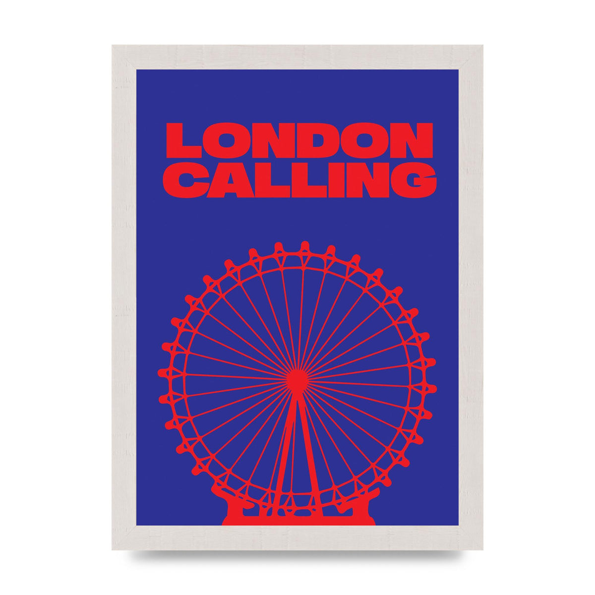 London Calling Red Blue Printed Poster - A4 framed