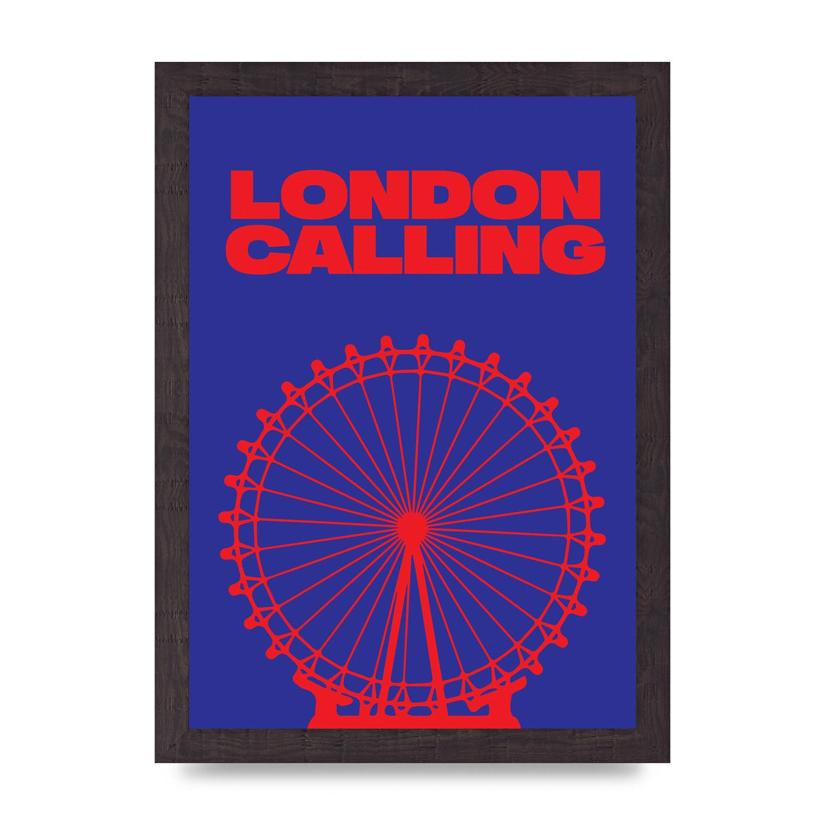 London Calling Red Blue Printed Poster - A4 framed