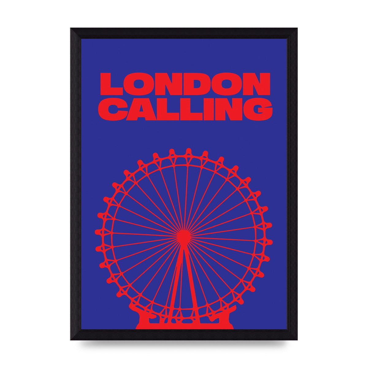 London Calling Red Blue Printed Poster - A4 framed