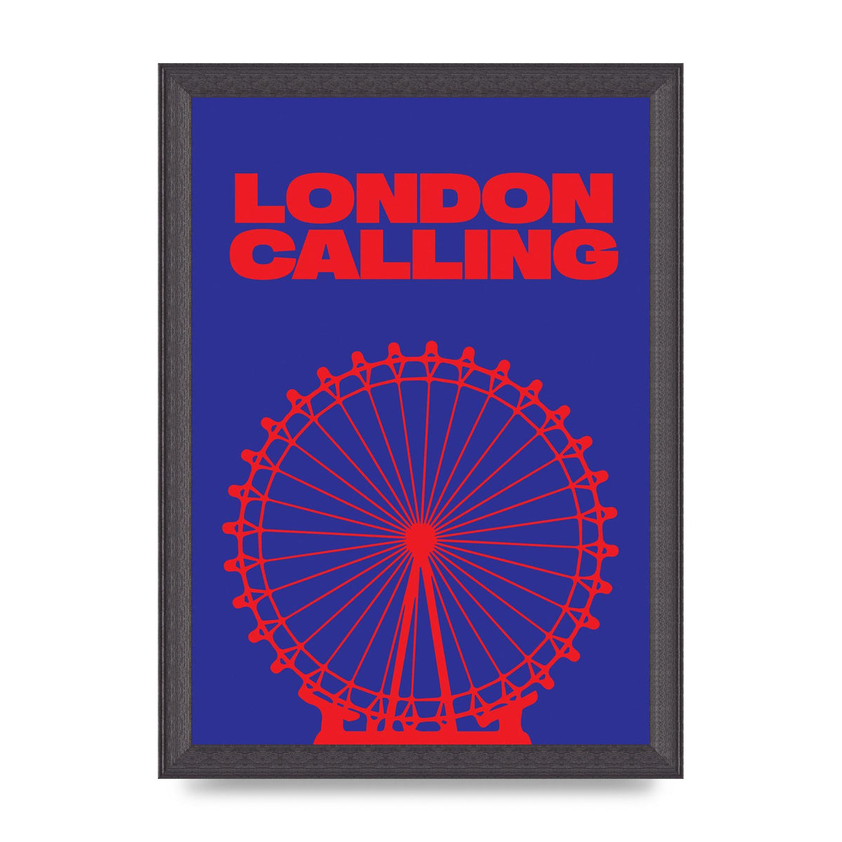 London Calling Red Blue Printed Poster - A4 framed