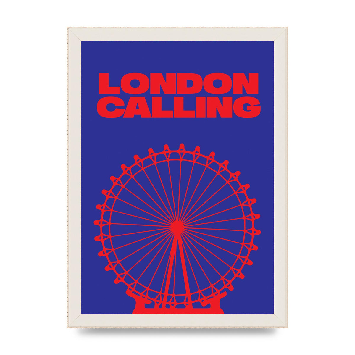 London Calling Red Blue Printed Poster - A4 framed