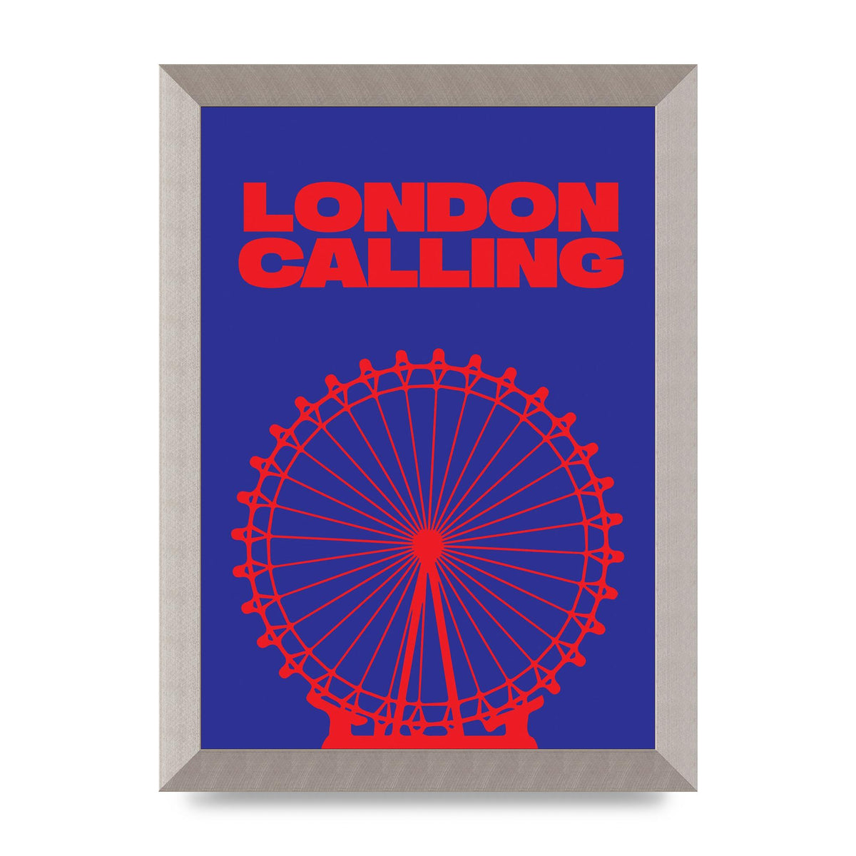 London Calling Red Blue Printed Poster - A4 framed
