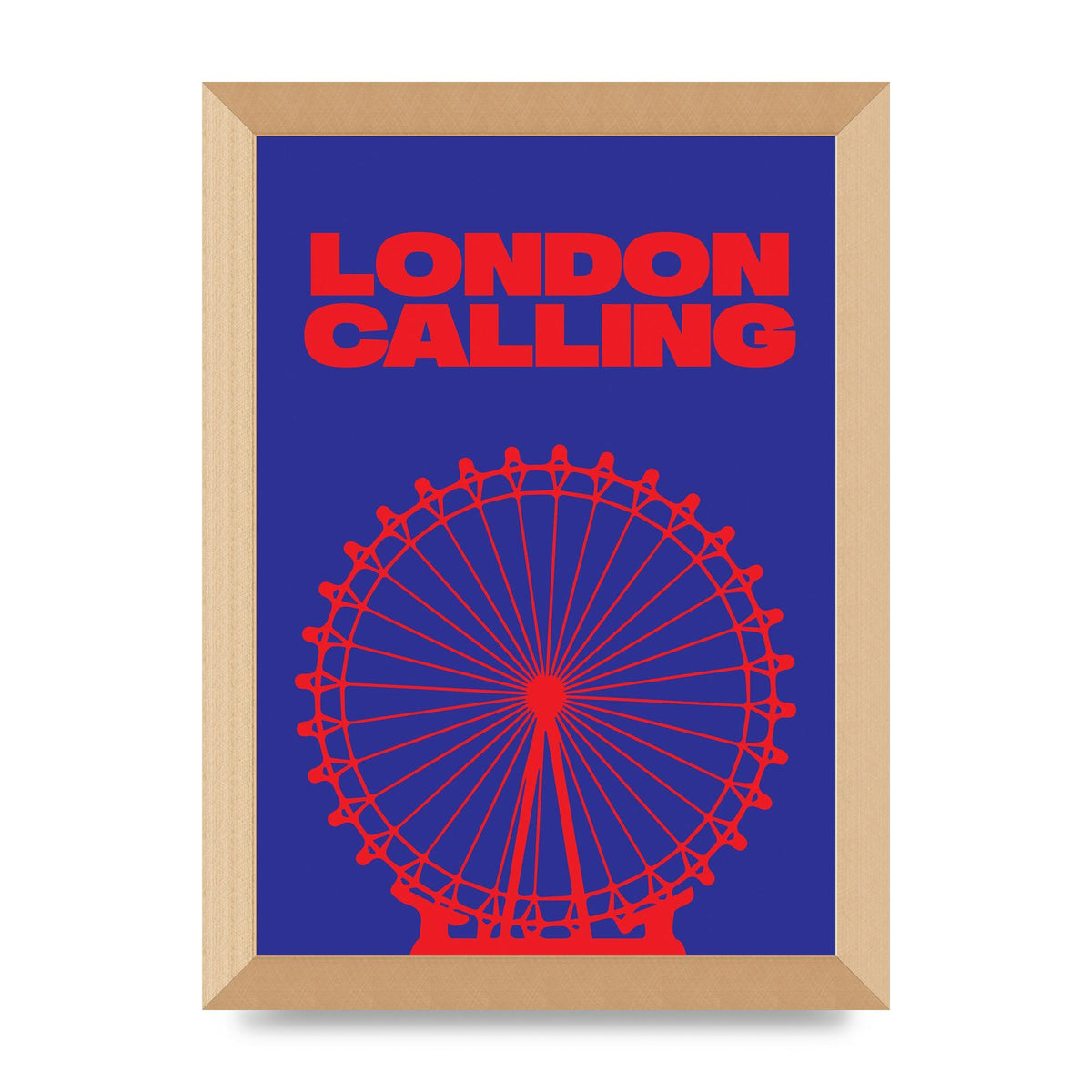 London Calling Red Blue Printed Poster - A4 framed