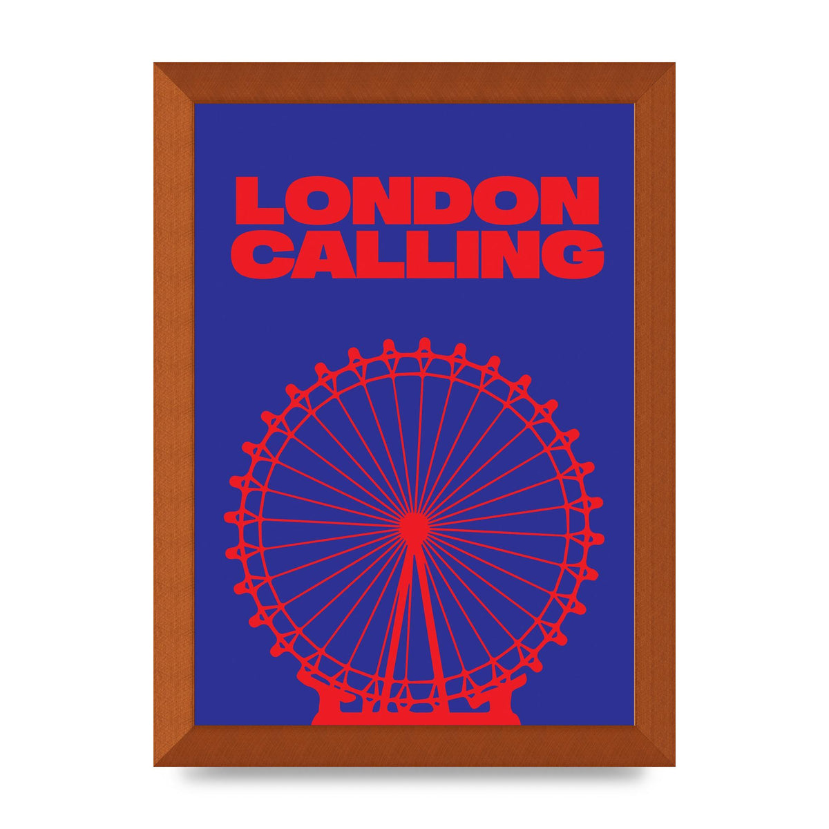 London Calling Red Blue Printed Poster - A4 framed