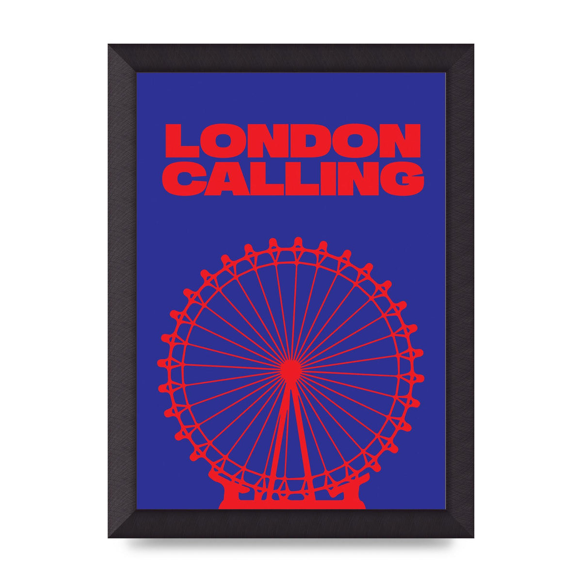 London Calling Red Blue Printed Poster - A4 framed