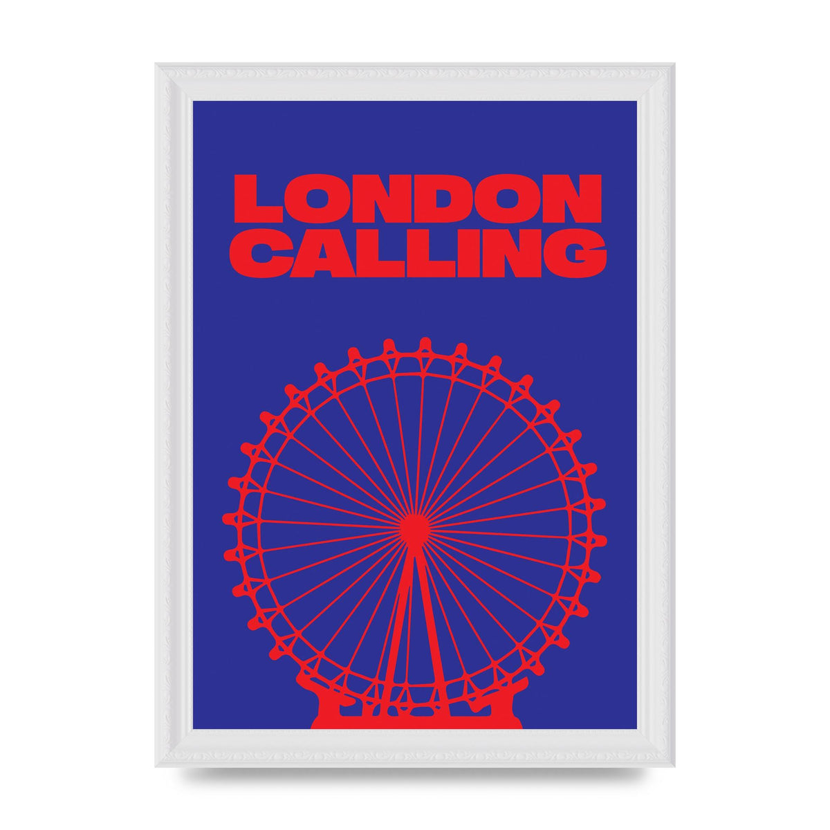London Calling Red Blue Printed Poster - A4 framed