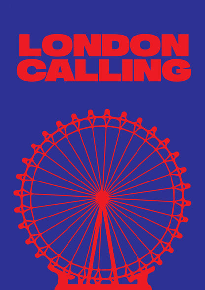 London Calling Red Blue Printed Poster - detail
