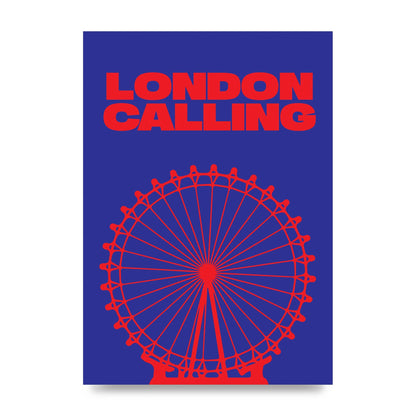London Calling Red Blue Printed Poster - unframed print