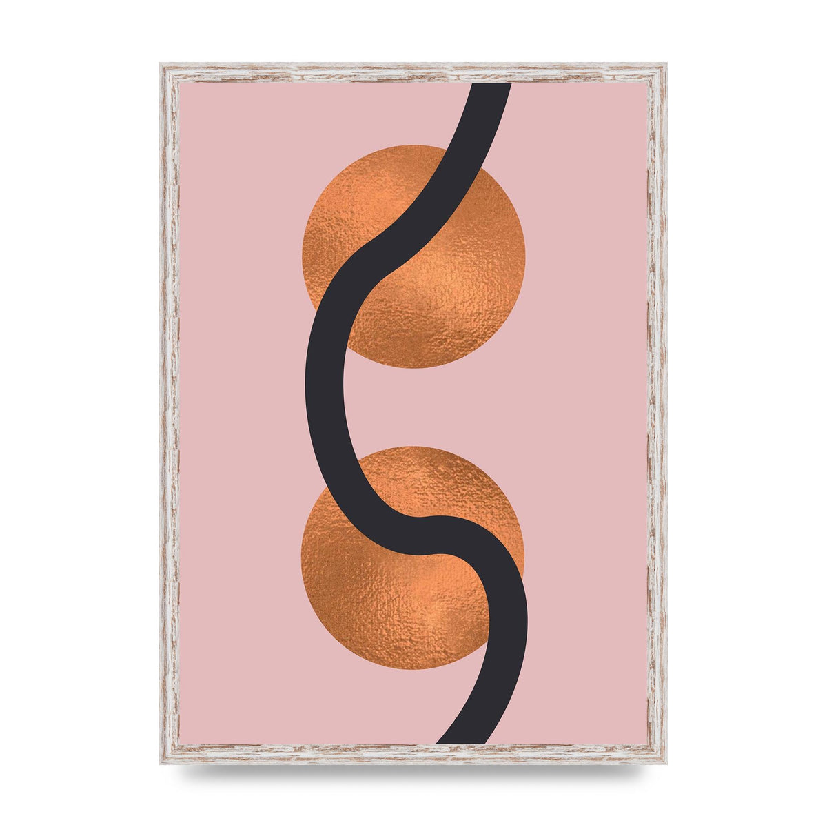 Copper And Pink Abstract Four Wall Art - A2 framed