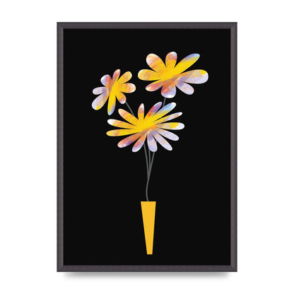Black Collage Watercolour Vase Wall Art - A2 framed