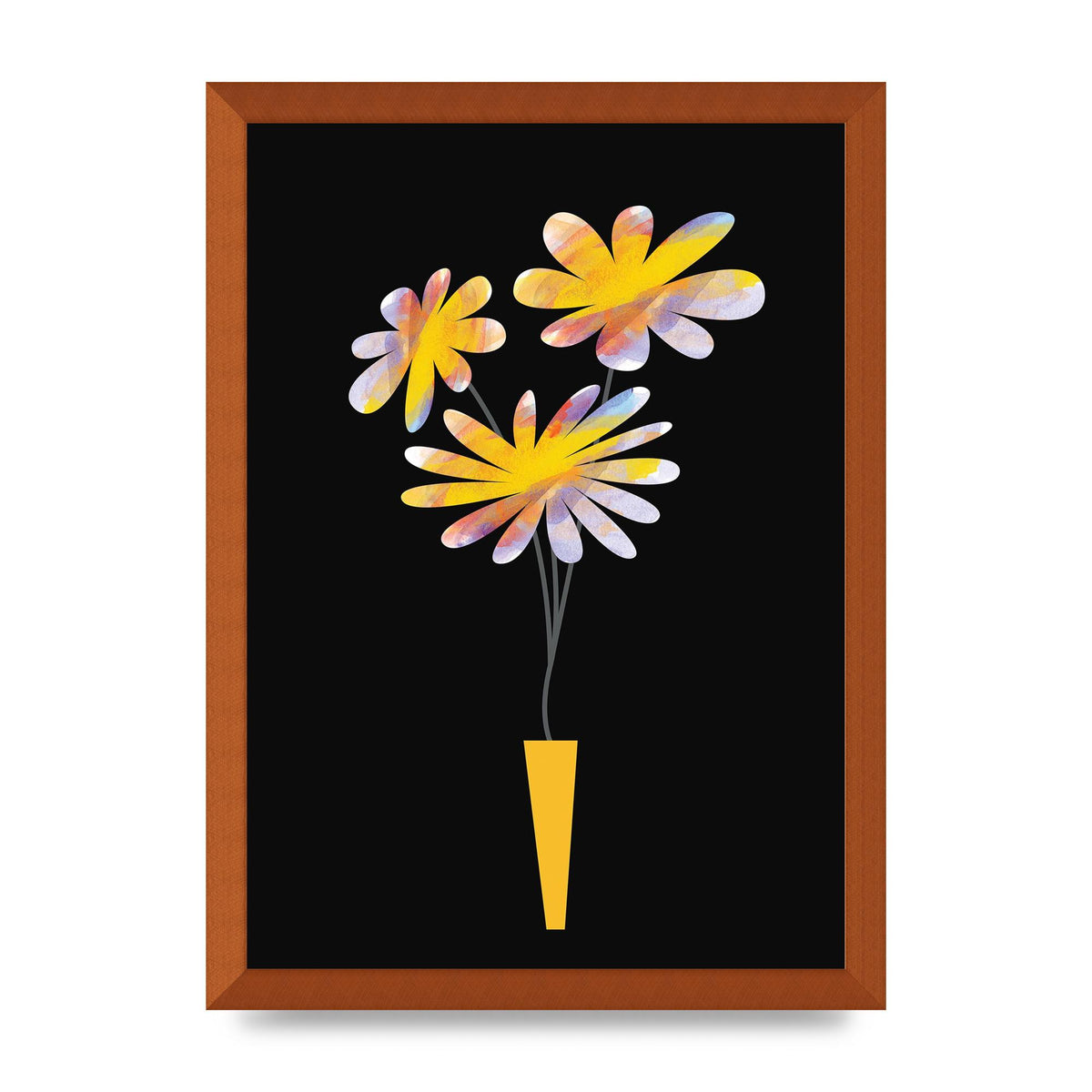 Black Collage Watercolour Vase Wall Art - A3 framed