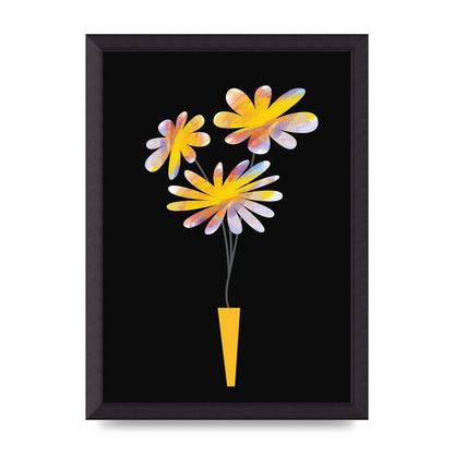 Black Collage Watercolour Vase Wall Art - A3 framed