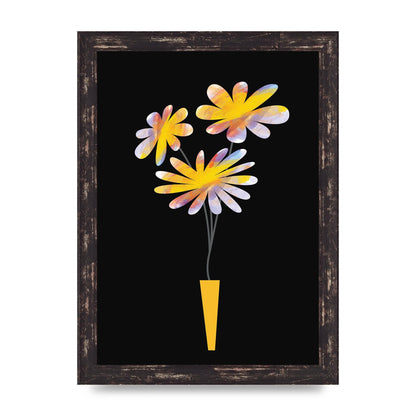 Black Collage Watercolour Vase Wall Art - A4 framed