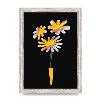 Black Collage Watercolour Vase Wall Art - A4 framed