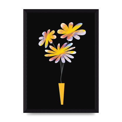 Black Collage Watercolour Vase Wall Art - A4 framed